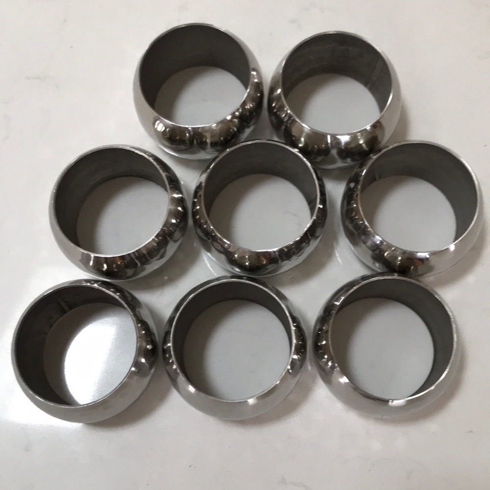 8 hammered stainless napkin rings